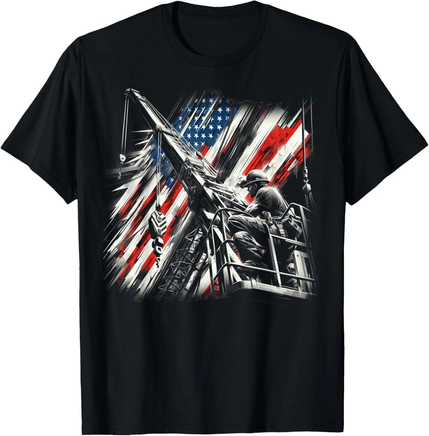crane operator American Flag_ crane operator Gift Unisex T-Shirt M
