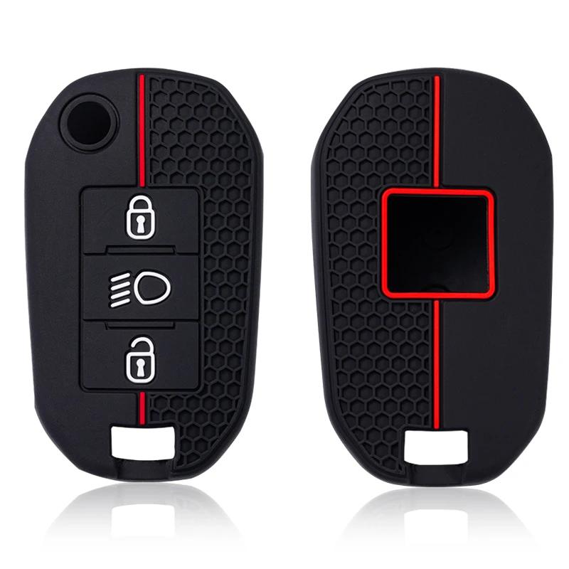 Remote Silicone Car Key Chain Ring Shell Cover Case Holder 3 Button For Peugeot 208 301 308 508 5008 3008 Citroen 2010