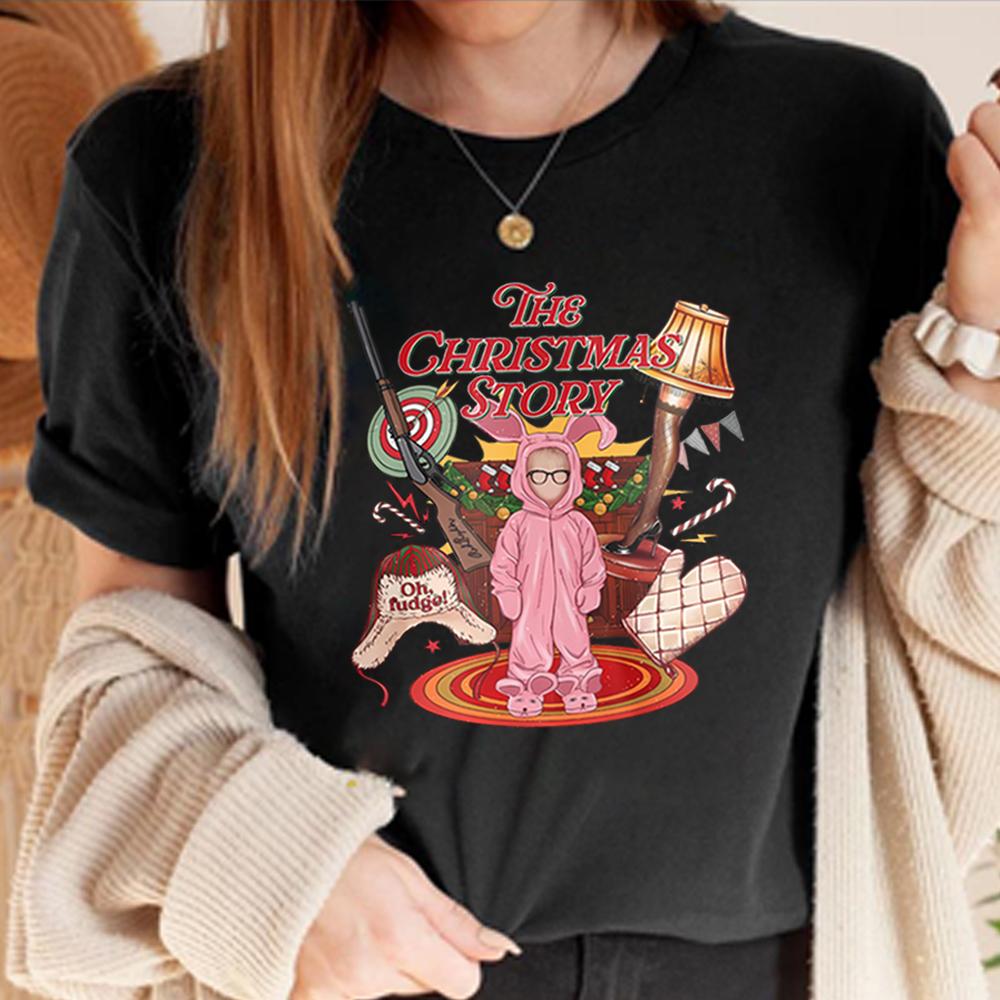 Funny Christmas Movie Tshirt Leg Lamp Christmas Shirt The Christmas Story Tshirt Unisex Women Xmas Printed Short Sleeves Tops