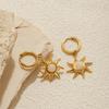 Fashion Sun Pattern Earrings Moonstone Embellished Stainless Steel Party Accessory Gift For Fashion Lovers