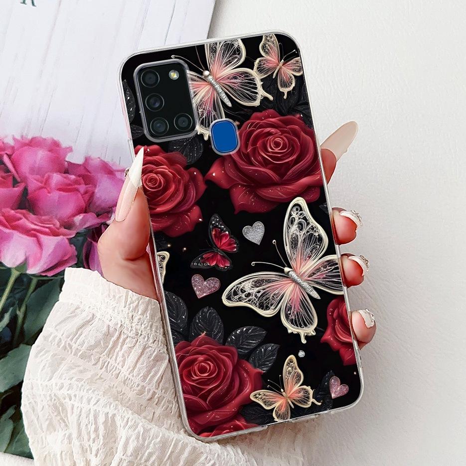 For Samsung Galaxy A21S Case SM-A217F Cute Lucky Koi Painted Cover Soft Slim Phone Case For Samsung A21s A217F Back Cover Bumper