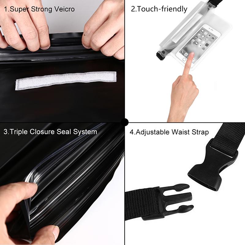 2 PACK Waterproof Waist Phone Bag Large Capacity Swimming Storage Pouch Clear Belt Waist Pack
