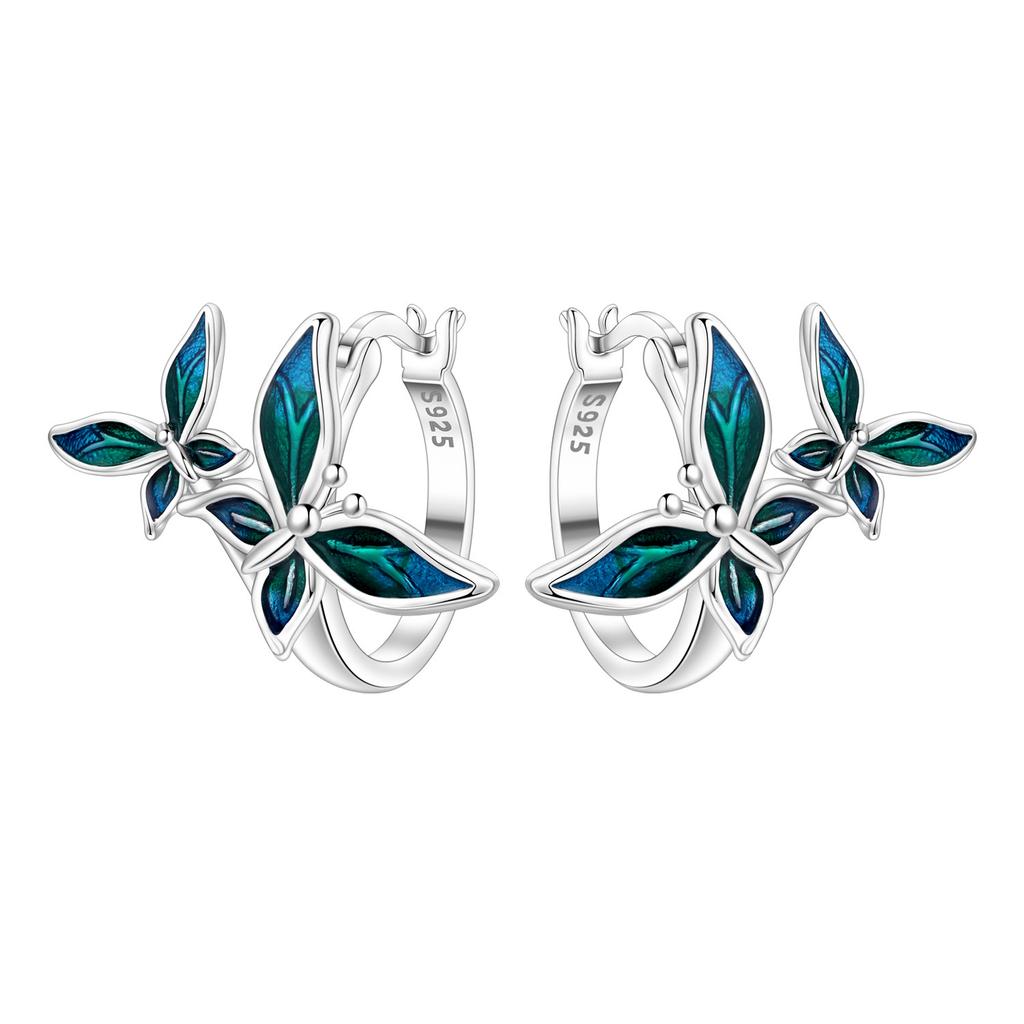 Orstarry 925 Silber Blauer Zirkon Sternenhimmel Ohrring Original Schmuck Creolen Damen Schmuck Party Trendige Geschenke