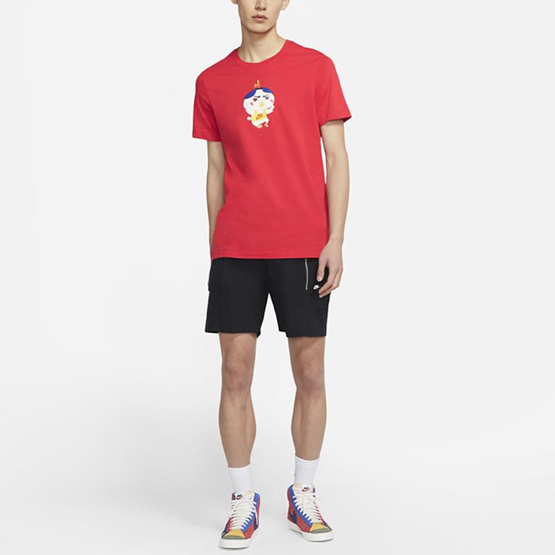 Nike Cartoon Print Knit Sports Short Sleeve T-Shirt Men Tops University-Red DD1323-657