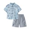 Minibala Boys' Breathable Faux Linen Short Sleeve Shirt & Pants Set