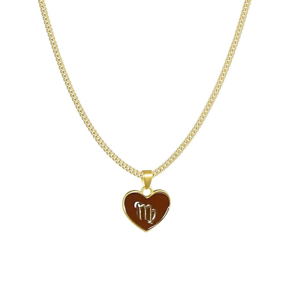 Zodiac Creative Stylish Heart Necklace For Women Elegant Alloy Charm Gift Jewelry