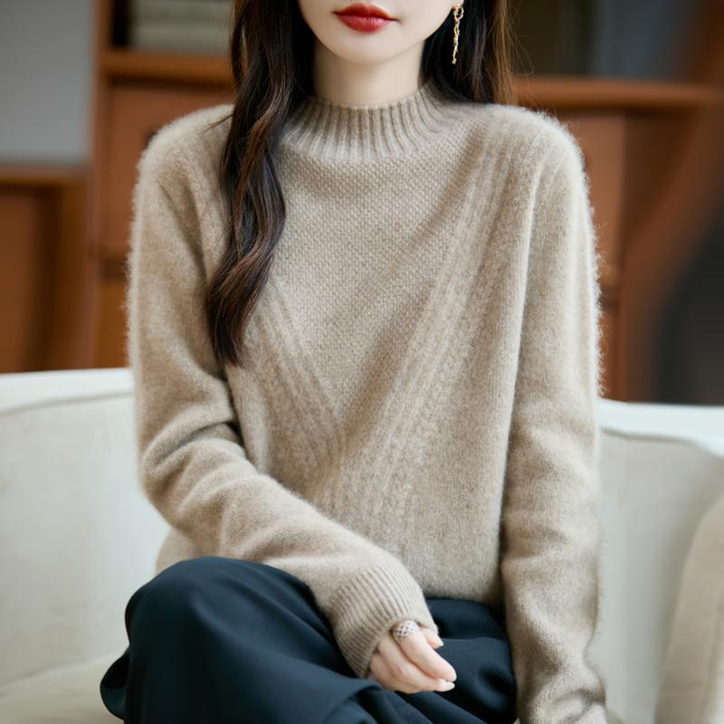 Dámský kašmírový svetr Kašmír Qinghe 30% kašmír 70% vlna podzimní a zimní pulovr hřejivý a módní