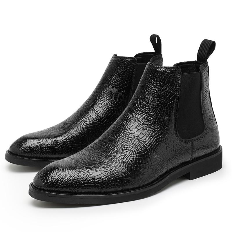 Men's Formal Ankle Boots British Trend Pointed Toe Business Casual Leather Big Size Designer Chelsea Slip-on Comfortable Shoes