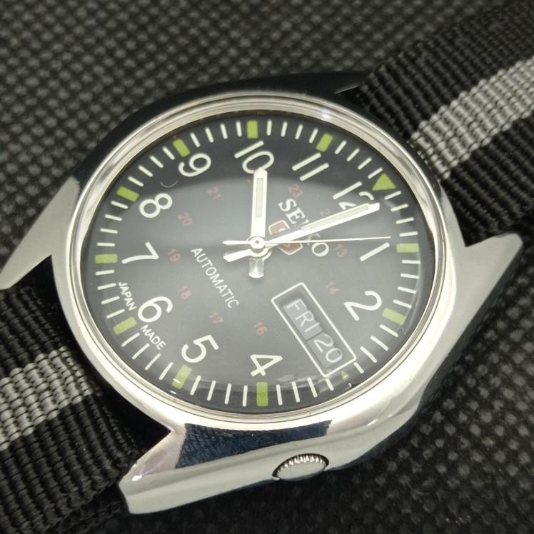 POUŽITÉ VINTAGE HODINKY SEIKO 5 AUTOMATIC 7S36A JAPONSKÉ PÁNSKÉ ČERNÉ D/D 621b-a413515-2 SKU621b-a413515