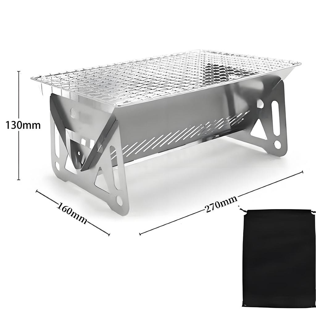 Folding Stainless Steel BBQ Camp Grill for Outdoor Picnic Professional with Carry Bag Portable