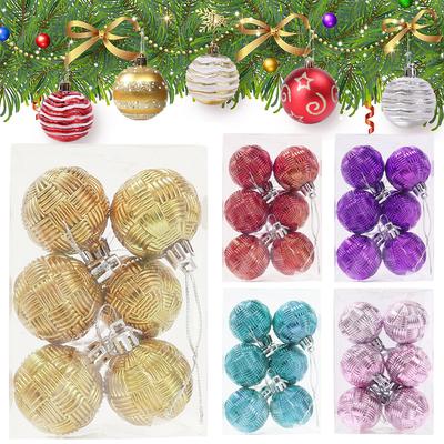 6Pcs Christmas Ball Ornaments With Painted Xmas Tree Hanging Pendant New Year Gifts For 2026 Christmas Navidad Party Decoration