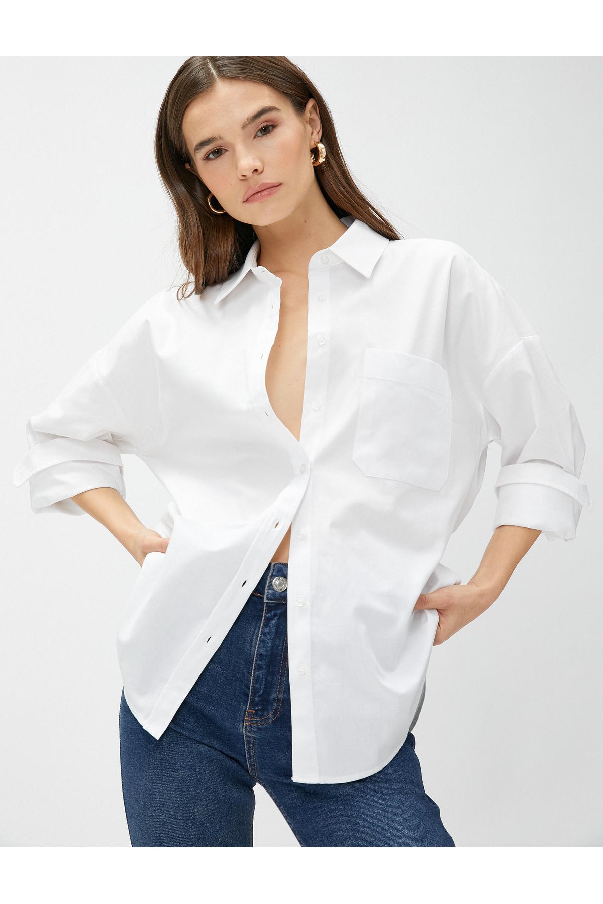 

Рубашка оверсайз с карманом, хлопок..