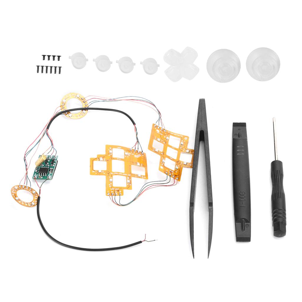 6Color Luminated DPad Thumbsticks DTF LED Buttons Kit for PS4 Controller Accessories