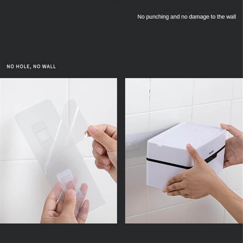 Bathroom Kitchen Tissue Box Toilet Paper Holder Creative Non-Punched Toilet Paper Holder Wall Mounted Paper Holder Self Adhesive