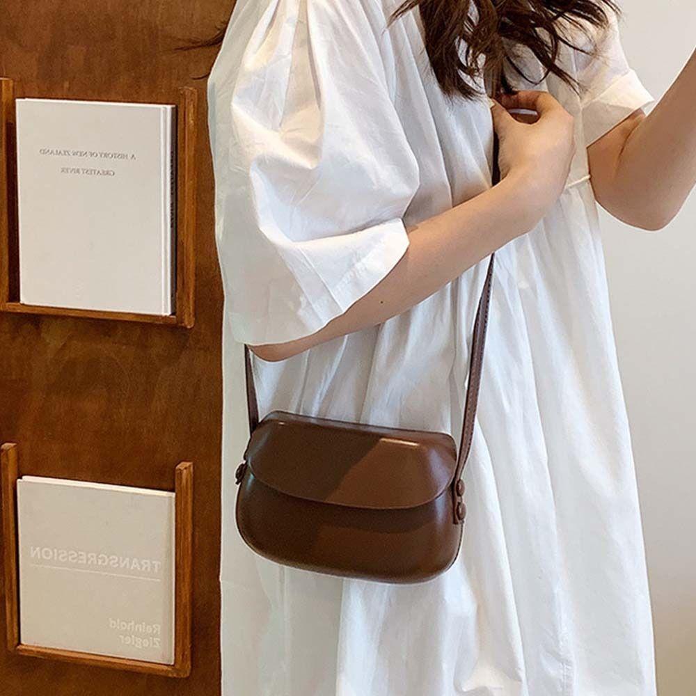 Korean Style Flap Crossbody Bags PU Leather Versatile Saddle Bag Candy Color Shell Bag Girls