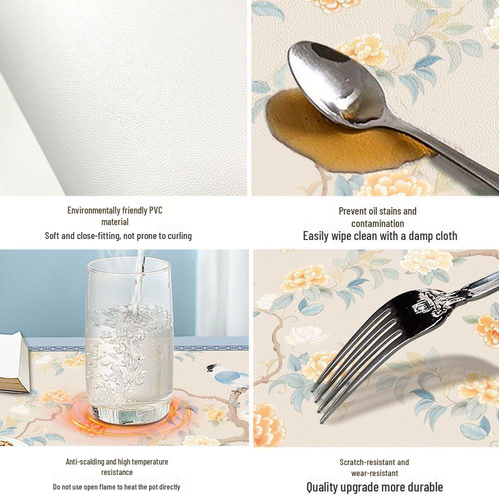 High-End Waterproof PVC Table Mat: Chinese Style, Oil-Proof, Heat-Resistant, No-Wash, Ins Style Tableware