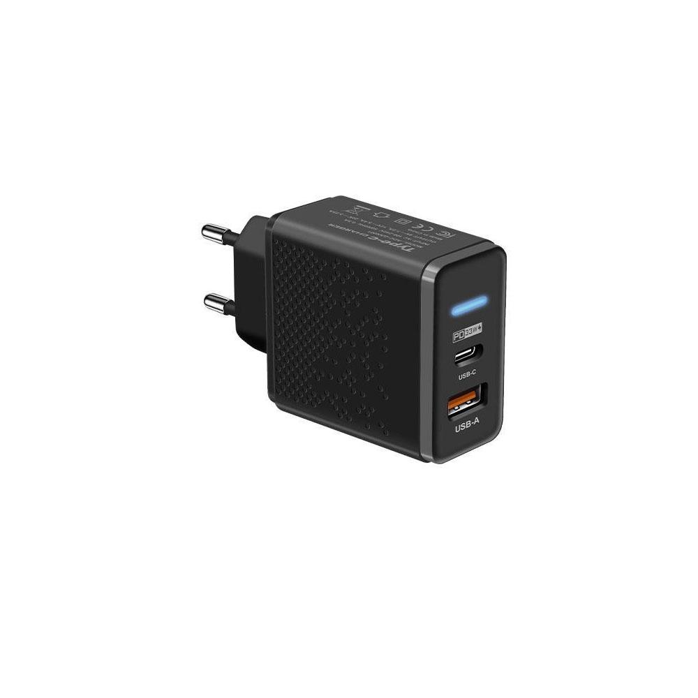 65W GaN LED nabíječka pro mobil a notebook - PD+USB rychlé nabíjení, EU/UK standard