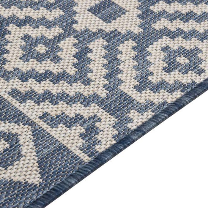 VidaXL Tapis à tissage plat d'extérieur 160x230 cm Rayures bleues