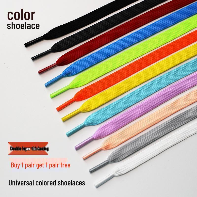 Mångsidiga platta skosnören för män och kvinnor - Original Svart, Vit, Färgglada, Rosa, Grå