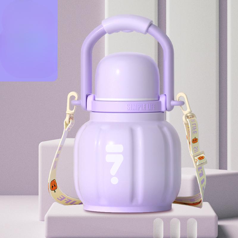 New Pumpkin Thermos Cup High Appearance Level Stainless Steel Cup Outdoor Handle Water Cup Simple Double Drink Cup