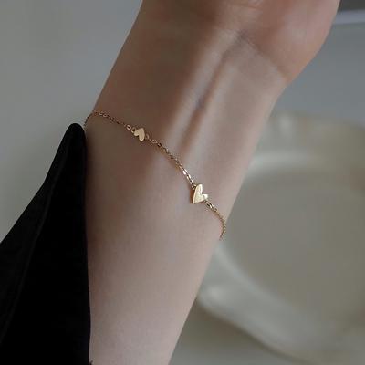 Minimalistisches Stilvolles Winziges Herzen Süßes Gestapeltes Armband Vergoldete Kette Damen Frauen Studentin Modeschmuck