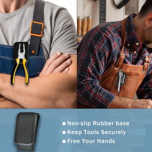 Bjsdkff Magnetic Tool Holder, Magnetic Belt Clip with Super Strong Neodymium Magnets, Leather Sleeve for Screws, Hammers, Sockets, Pliers, Drills, Wre