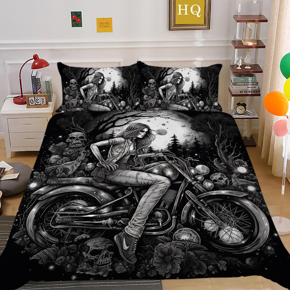 Beauty Skull Printed Comforter Cover Set Full Size Microfiber Home Textiles High Quality Luxury Bedspreads