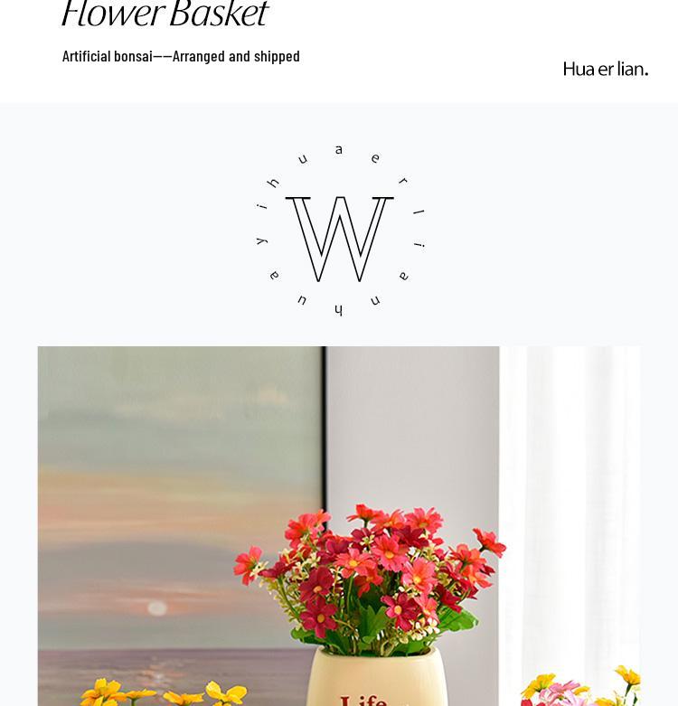 Sunflower Artificial Flower Arrangement - Small Potted Plants & Plastic Bouquets for Living Room and Dining Table Decor