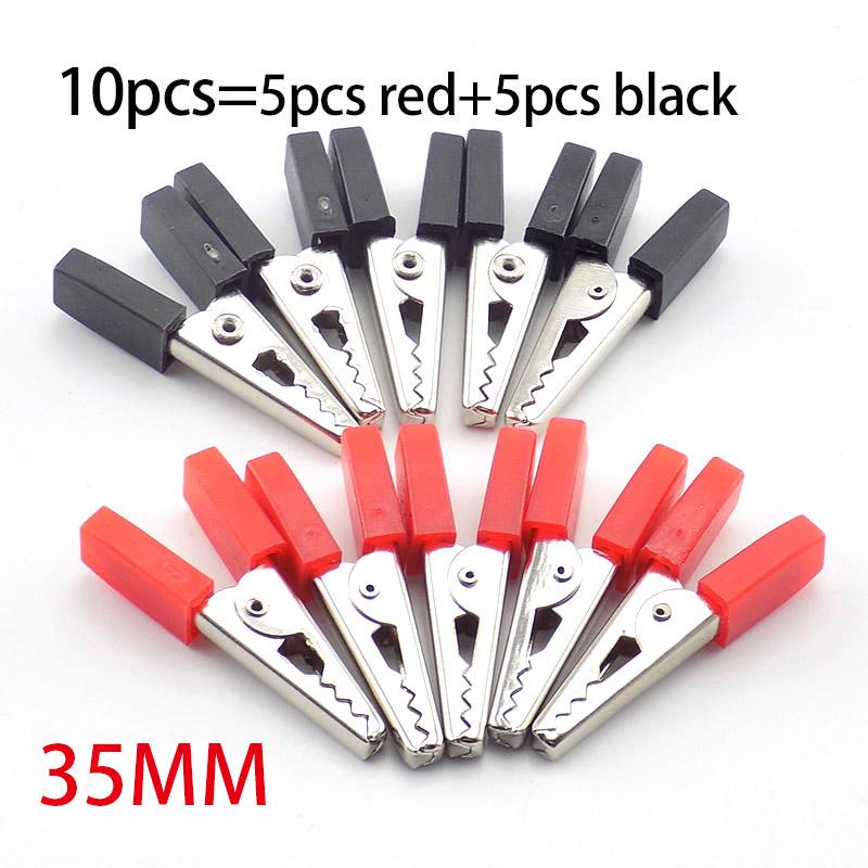 10pcs Red Black Alligator Clips Crocodile Terminal Test Electrical Battery Crocodile Clamp 35mm 50mm