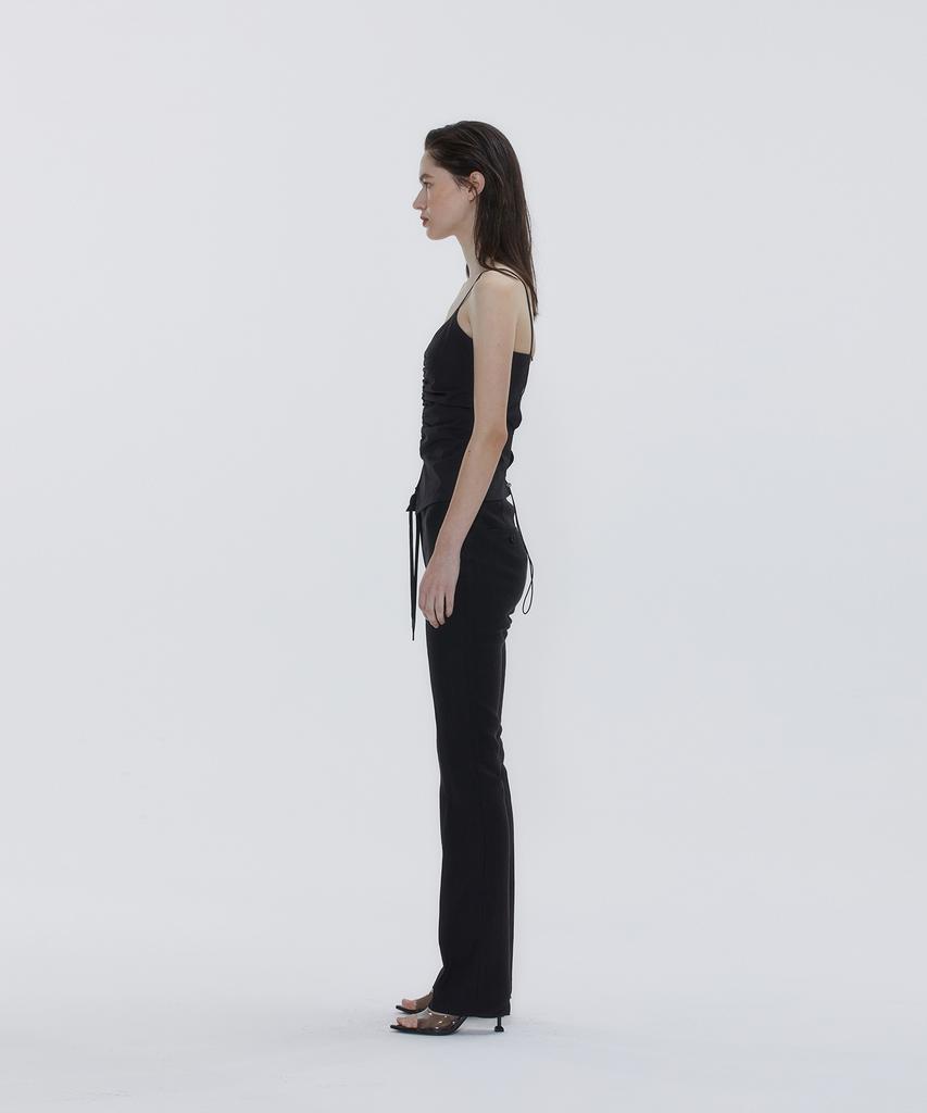 DRAE Linen-Blend Skinny Leg Pants_Black