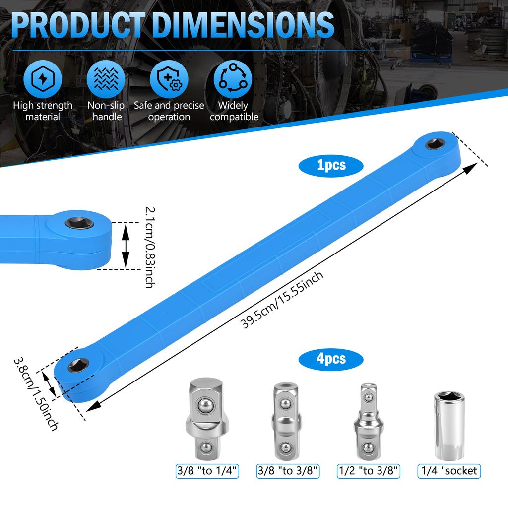 Offset Extension WrenchPro Offset Extension Wrench Extender Tool with 1/4" 3/8" 1/2" Square Drive Adapter Impact Socket Ratchet