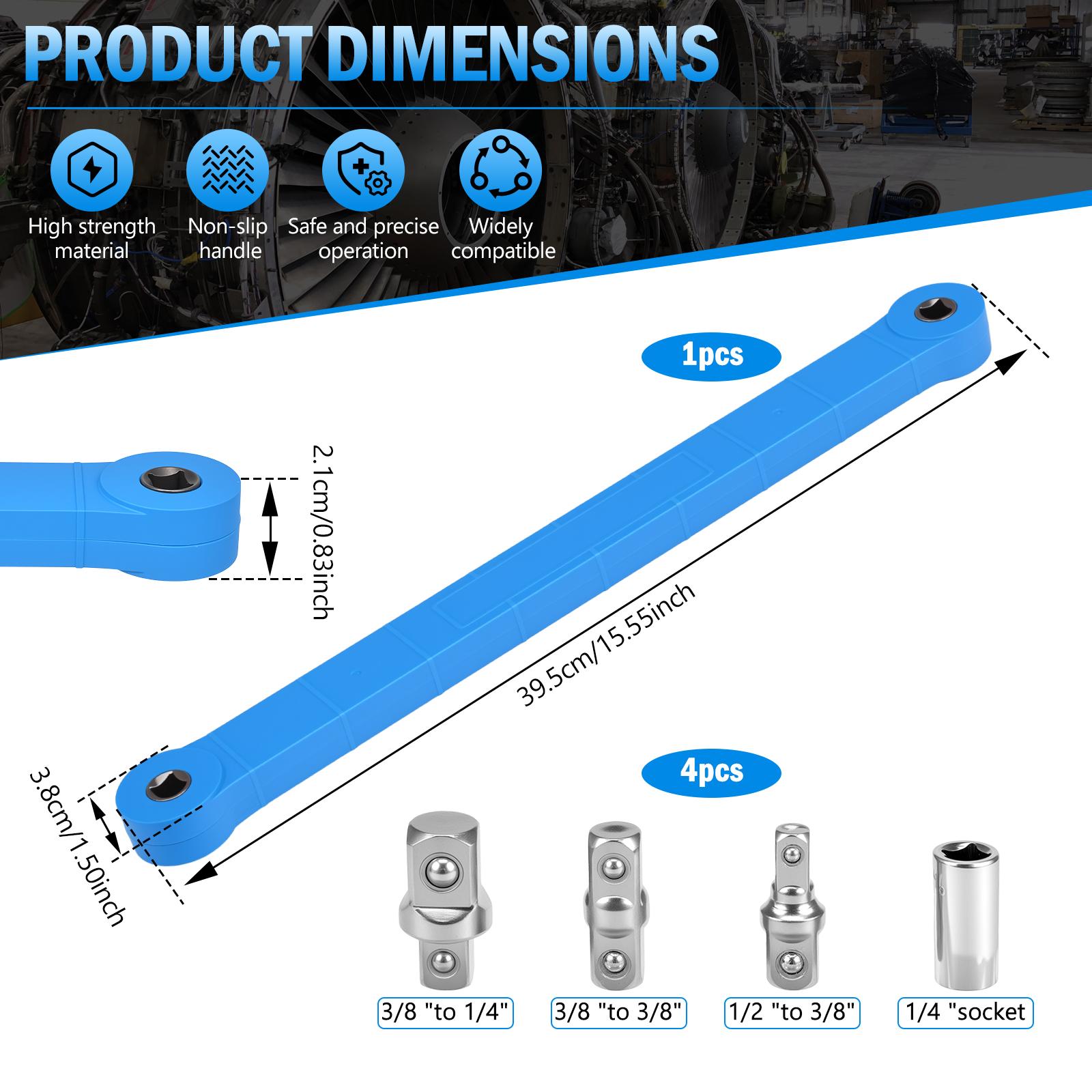

Смещенный удлинитель для ключаPro Смещенный удлинитель для ключа Инструмент-удлинитель с адаптерами для квадратного привода 1/4 , 3/8 , 1/2 Ударная головка Трещотка небесно-голубой