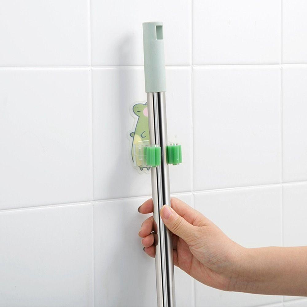 Wall Mounted Cartoon Broom Hanger Punch-free Mop Holder Clip Lovely Mop Broom Storage Hook Kitchen