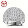 Women's 925 Sterling Silver Cubic Zirconia Ring - Elegant Wide Band Design with Sparkling Gemstone Accents, Cute Ring