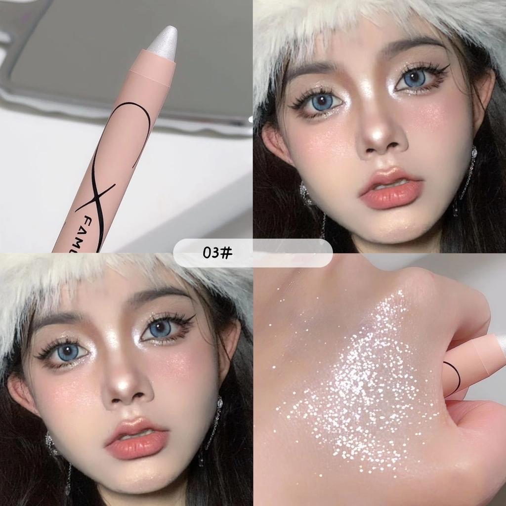 Pärlögonskuggspenna Liggande Silkesmask Highlighterpenna Matt Ögonmakeup Pärlhögblank Uppljusande Glittrig Ögonskuggspenna