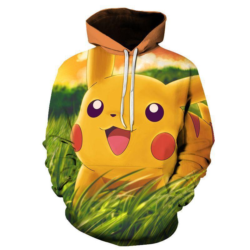 Sweat-shirt Pokémon Pikachu pour hommes et enfants, impression numérique 3D, grande taille, européen et américain, adultes, 2024