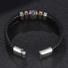 New Black Braid Leather Bracelets Mens Punk Boys Unique Zinc Alloy Metal Weave Knit Bracelet Gifts