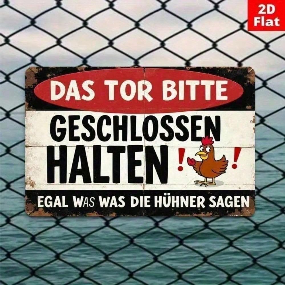 Vintage German Chicken Coop Sign Rustic Iron Decor Farmhouse Barn Metal Wall Art Outdoor Plaque