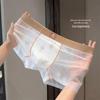 Men's Antibacterial Silk Crotch Ice Silk Lace Transparent Boxer Briefs