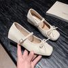 French Shallow Mouth Mary Jane Shoes Girl 2025 Autumn New Bow Fairy Word with Soft Sole Versatile Single Shoes