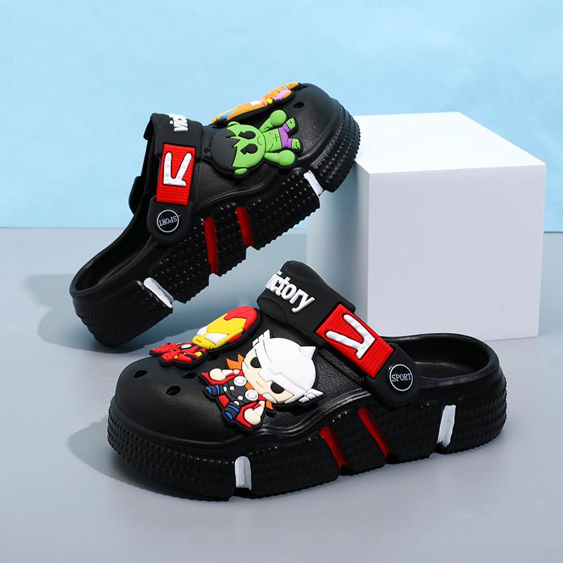 

Character Clogs Summer For Boys Grey White Black Color Options Breathable Eva Design 35 чёрный