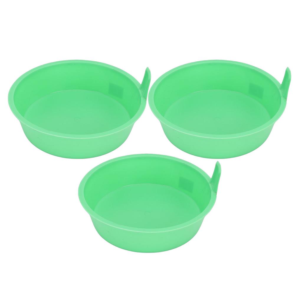 3 Pcs Feed Pan Thickened PP Plastic Round Livestock Feeder Bucket with Handle for Chicken Duck Goose