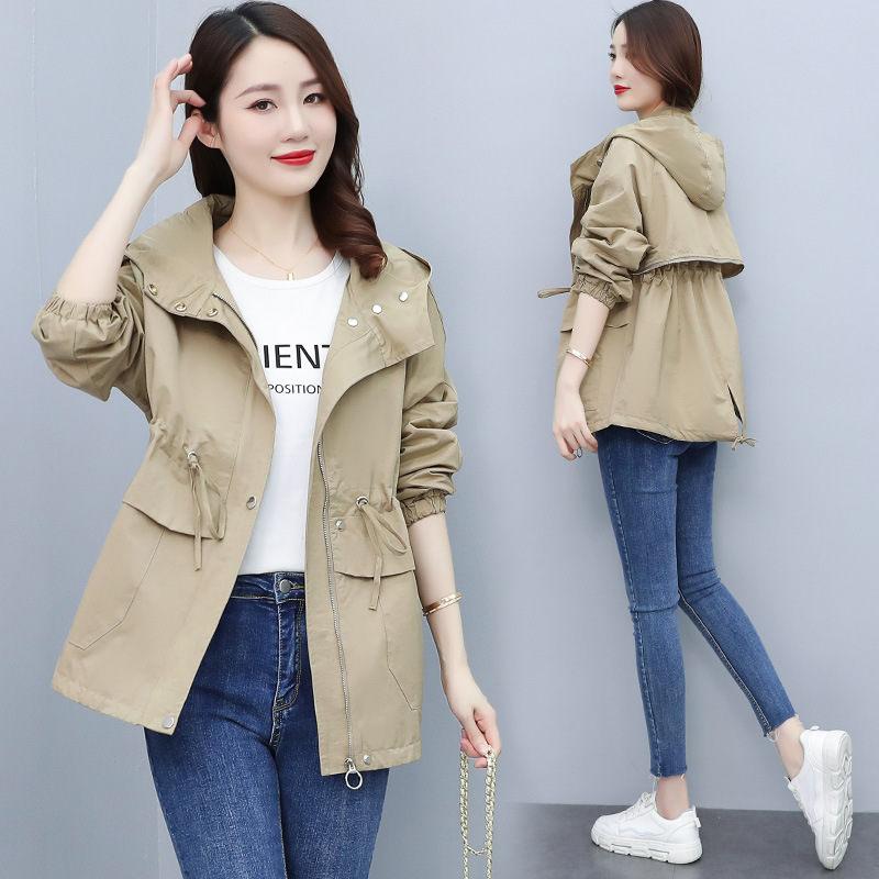 Women Double Layer Windbreaker Autumn Casual Slim Coat Fashion Plus Size Hoodies Collar Ladies Jacket
