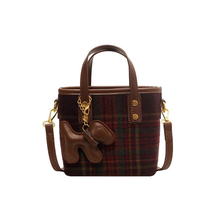 New JANE KLAIN Fabric With Synthetic Leather One Shoulder Handbags Women's Coffee/Green JK-BA1738