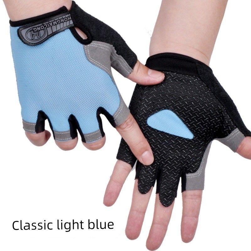 

Women s Wind-Proof and Cold Protection Electric Bike Outdoor Gloves Sports half finger-light blue [Classic]] XL