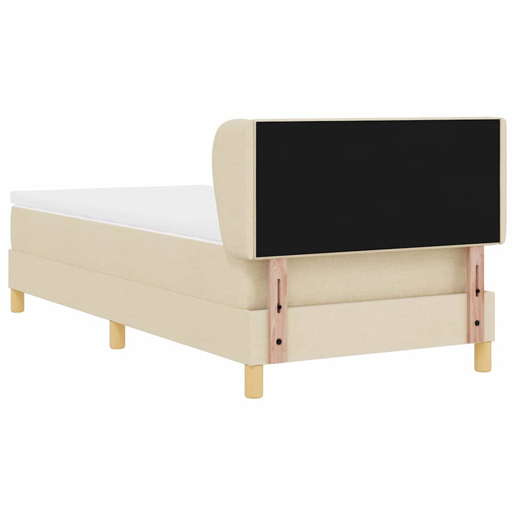 Box Spring Bed with Headboard Cream 90 x 190 cm Fabric
