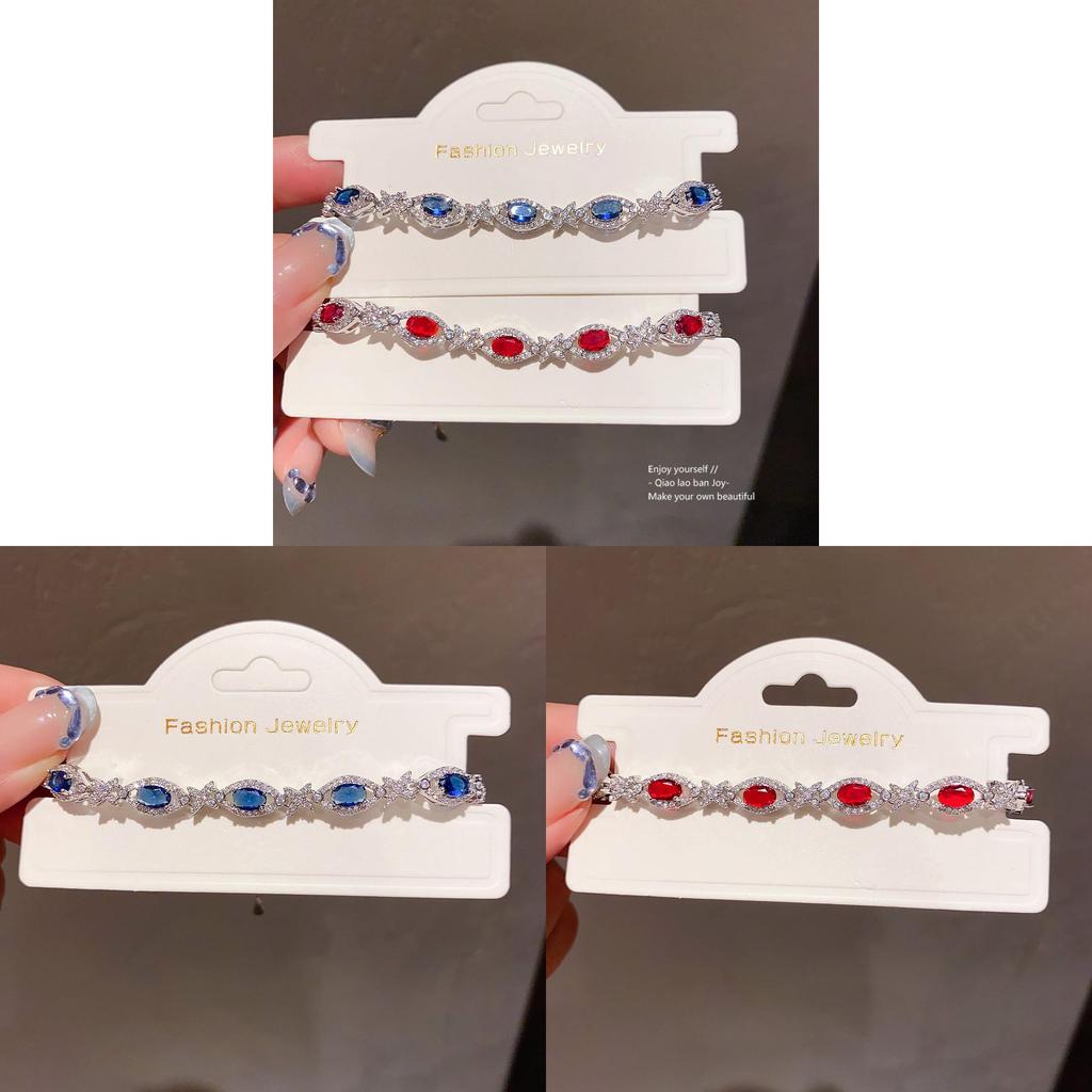 Bracciale in Argento con Zircone Ovale Geometrico Stile Lussuoso per Regalo Donna