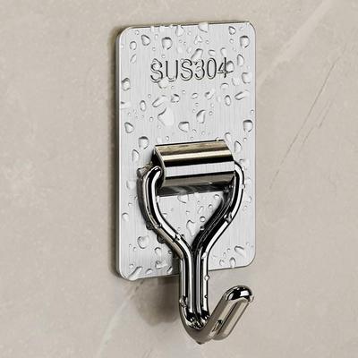 Stainless Steel Hook Kitchen Bedroom Wall Clothes Hook Non Punching Storage No Trace Strong Adhesive Hook Hanging Rack