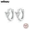 WOSTU 925 Sterling Silver Hypoallergenic Earrings Simple Geometric Triangle Cubic Zirconia Women Ear Buckles