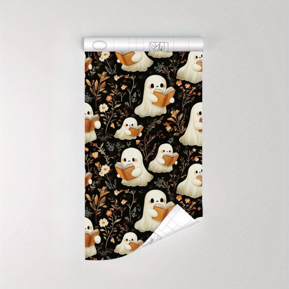 

2 шт. Хэллоуинские самоклеящиеся наклейки на стену Съемные милые обои с привидениями Темный стиль Обои для пилинга и приклеивания с цветком Обои на тему Хэллоуина 2pcs 45x300cm